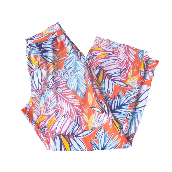 Buckhead Betties Orange Tropical Palm Print Casual Beach Palazzo Pants - Picture 1 of 9